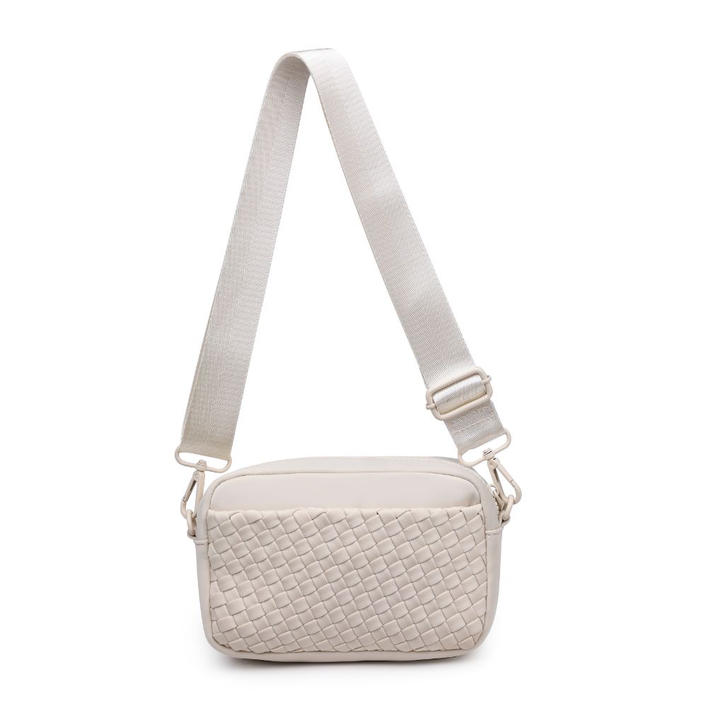 Woman wearing Cream Sol and Selene Inspiration - Woven Neoprene Crossbody 841764109291 View 7 | Cream