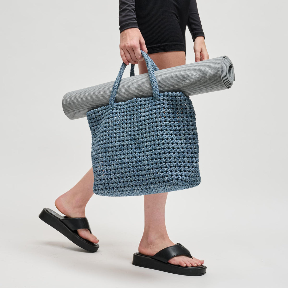 Woman wearing Denim Sol and Selene Ambrosia Medium - Denim Tote 841764112772 View 3 | Denim