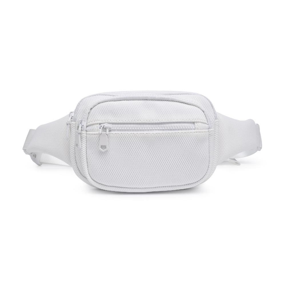 Woman wearing White Sol and Selene Hip Hugger - Neoprene Mesh Belt Bag 841764109826 View 5 | White