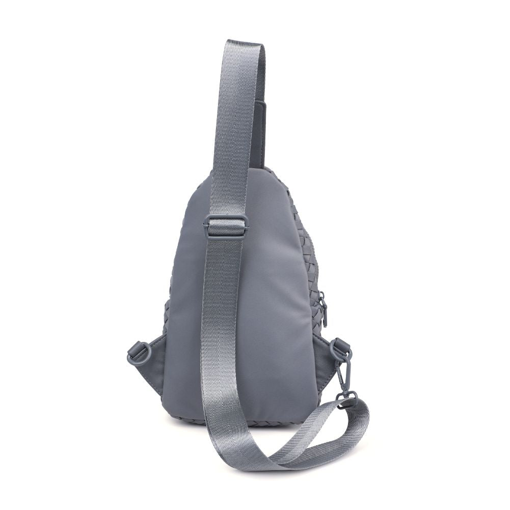 Woman wearing Grey Sol and Selene Beyond The Horizon - Woven Neoprene Sling Backpack 841764108065 View 7 | Grey