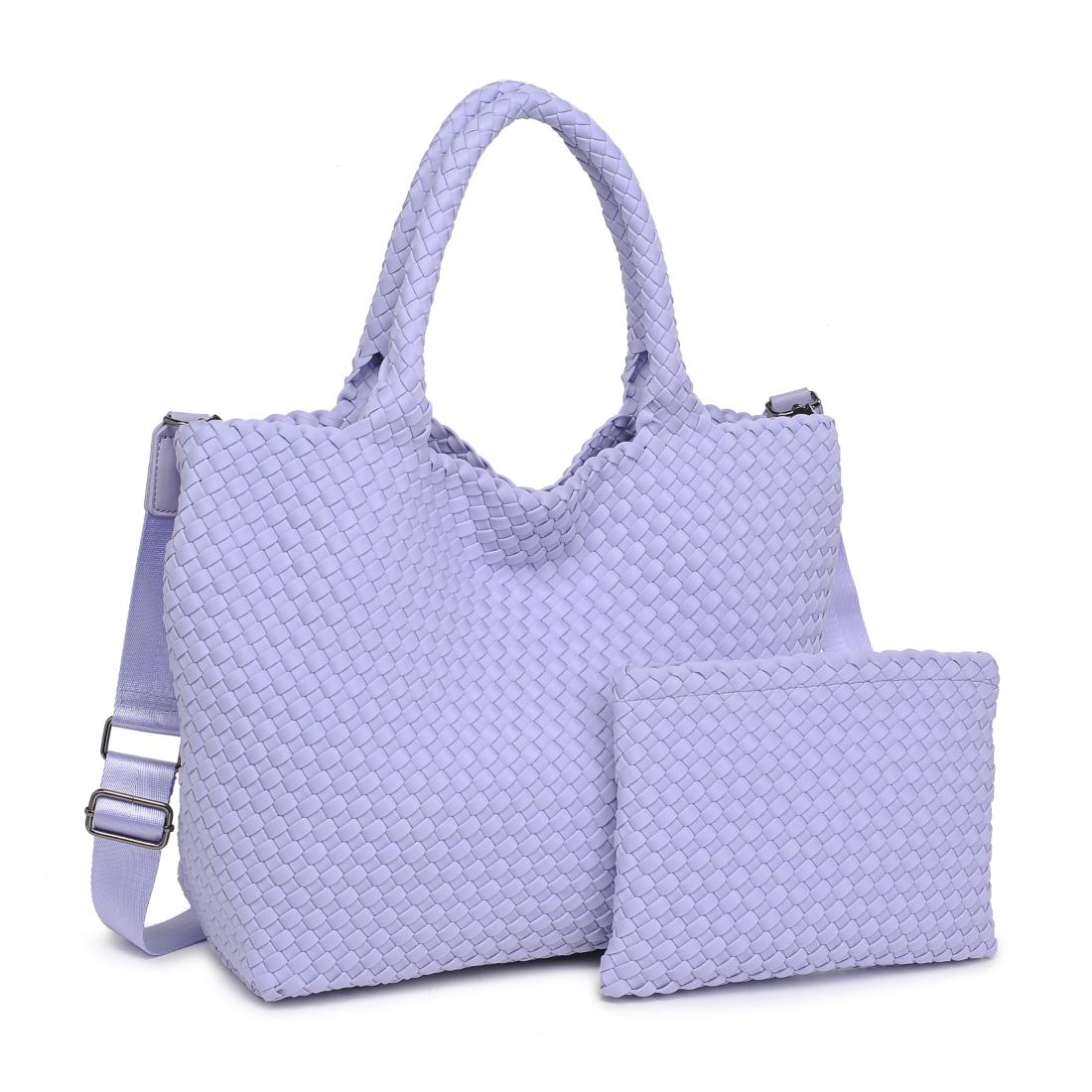 Woman wearing Lilac Sol and Selene Sky's The Limit - Medium Tote 841764111317 View 6 | Lilac