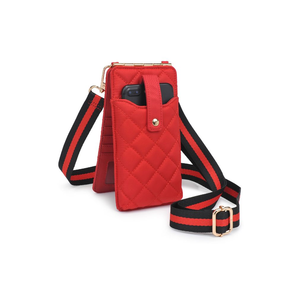 Woman wearing Red Sol and Selene Duality - Quilted Cell Phone Crossbody 840611182272 View 6 | Red