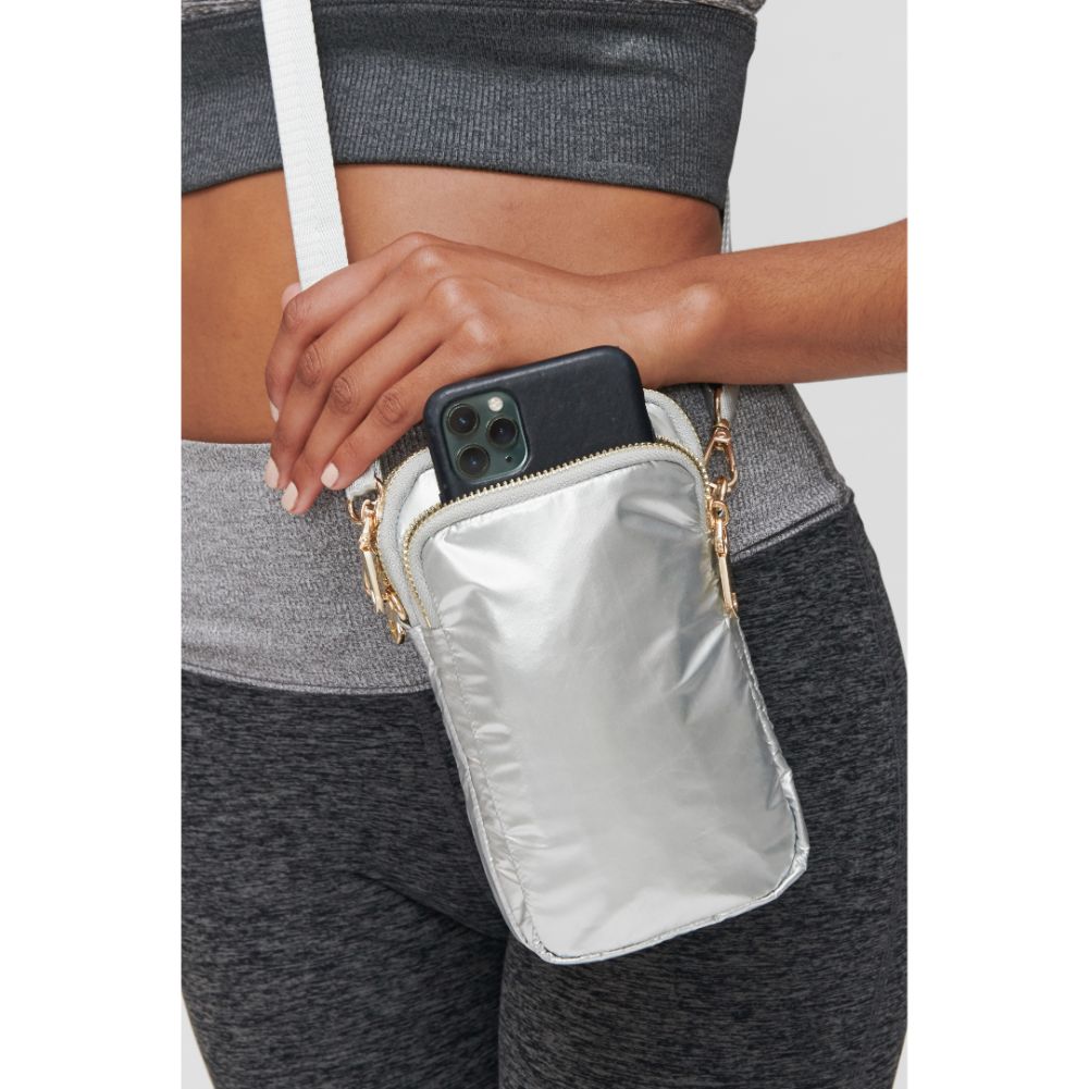 Woman wearing Silver Sol and Selene Divide & Conquer Crossbody 841764104746 View 1 | Silver