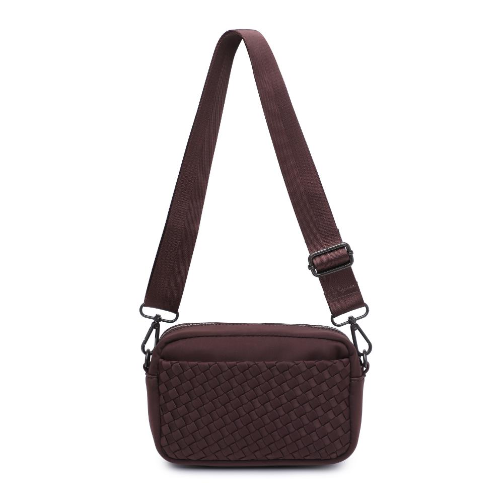 Woman wearing Chocolate Sol and Selene Inspiration - Woven Neoprene Crossbody 841764110495 View 7 | Chocolate
