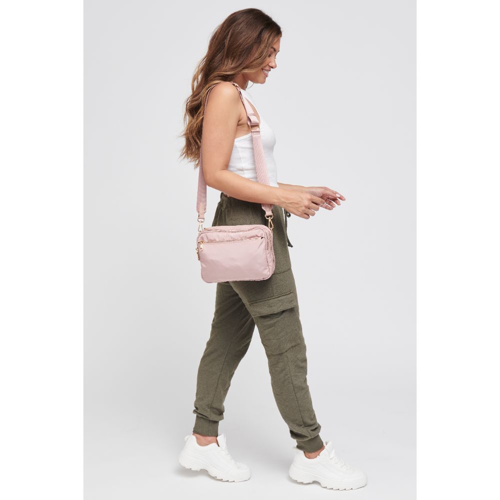 Woman wearing Mauve Sol and Selene Second Chance Backpack 841764105743 View 3 | Mauve