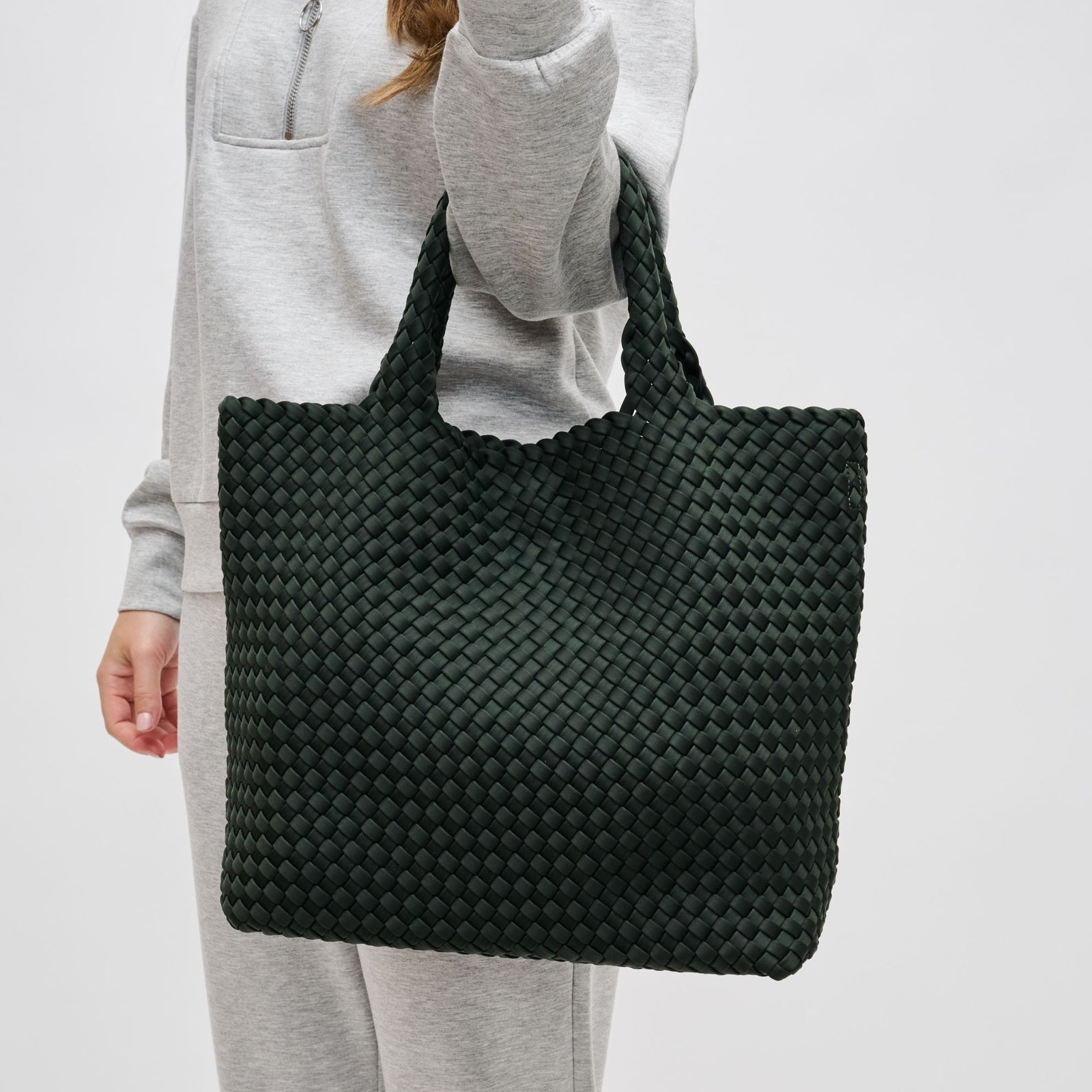 Woman wearing Black Sol and Selene Sky's The Limit - Medium Tote 841764107778 View 1 | Black