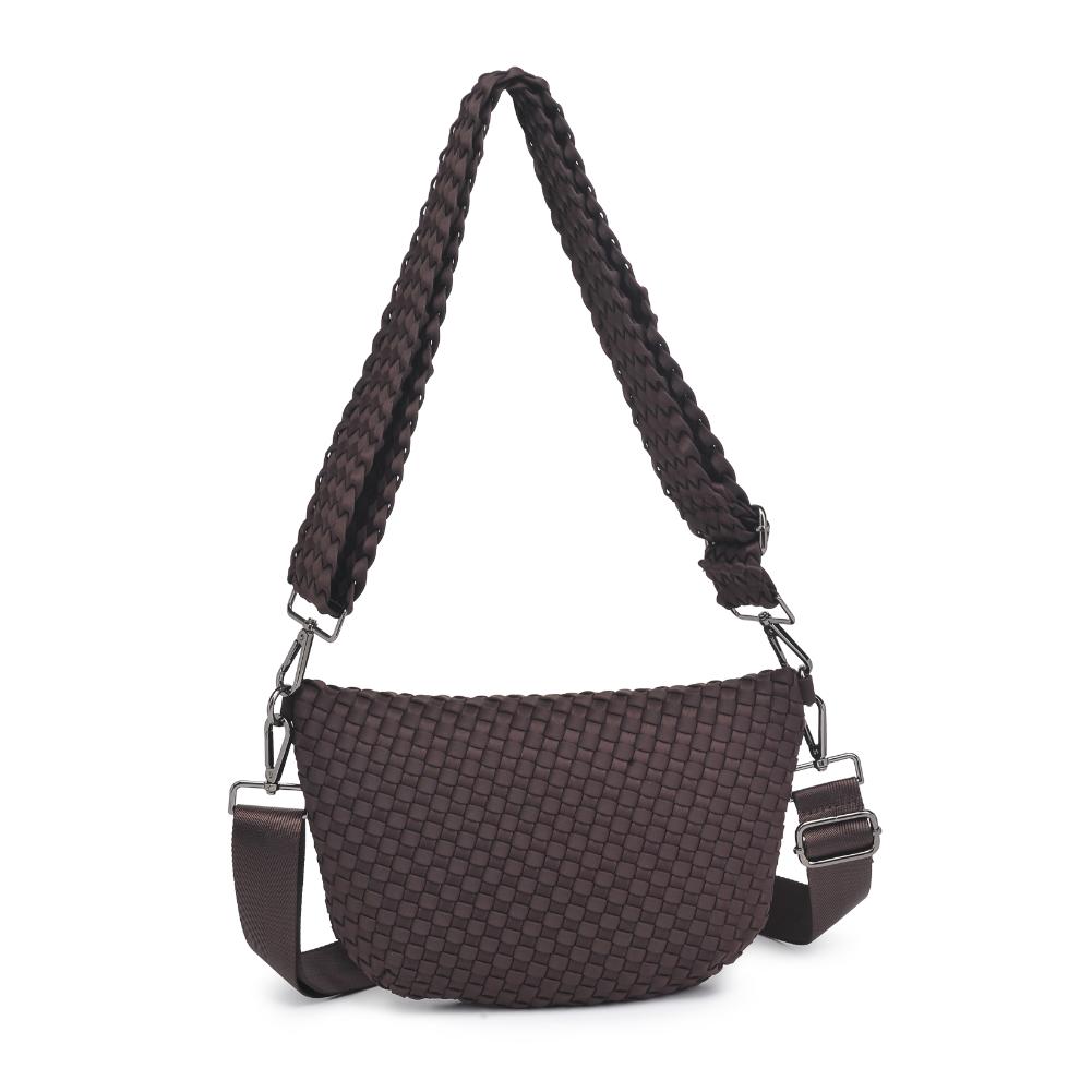 Woman wearing Chocolate Sol and Selene Ethereal - Woven Neoprene Crossbody 841764110853 View 7 | Chocolate