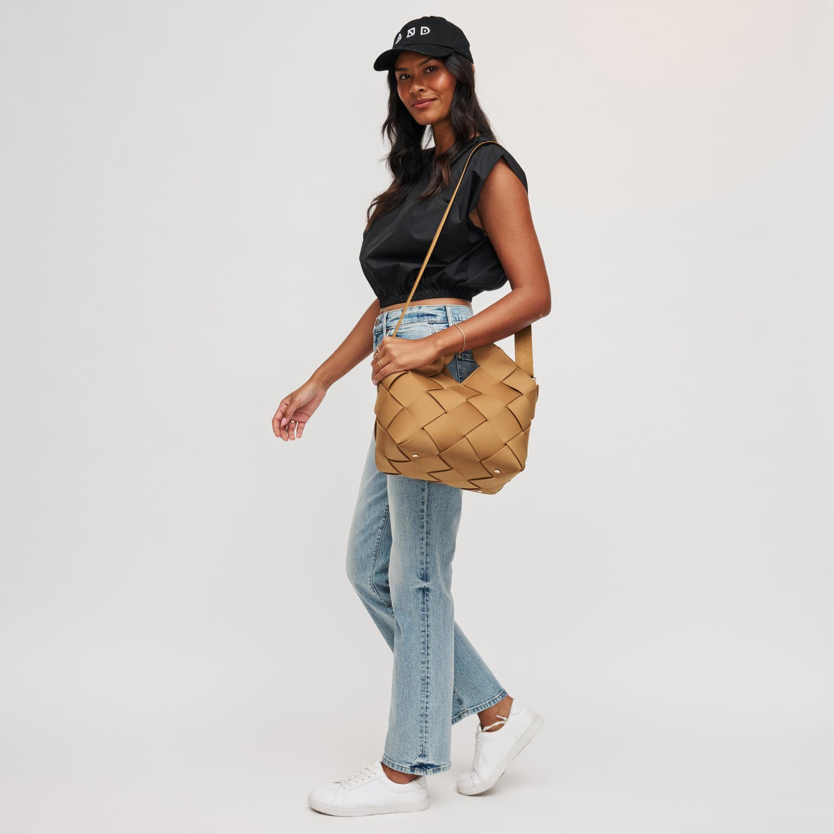 Woman wearing Sand Sol and Selene Resilience - Woven Neoprene Tote 841764112055 View 3 | Sand