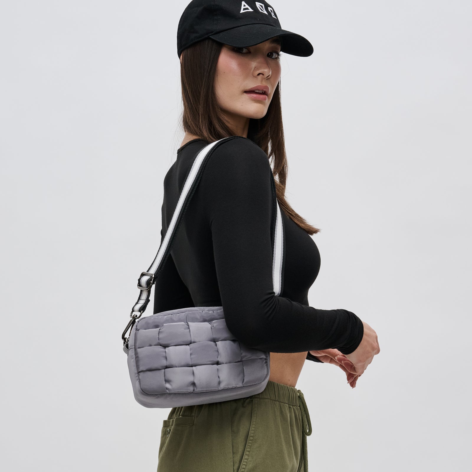 Woman wearing Black Sol and Selene Inspiration - Woven Nylon Crossbody 841764107570 View 1 | Black
