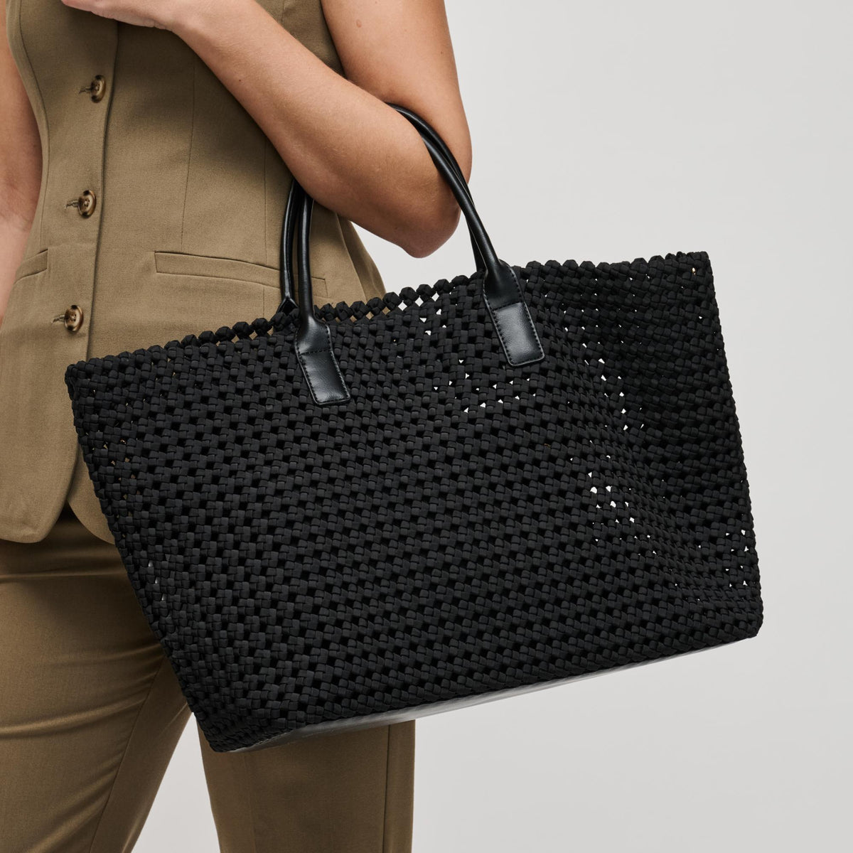 Woman wearing Black Sol and Selene Solstice - Large Tote 841764109901 View 1 | Black