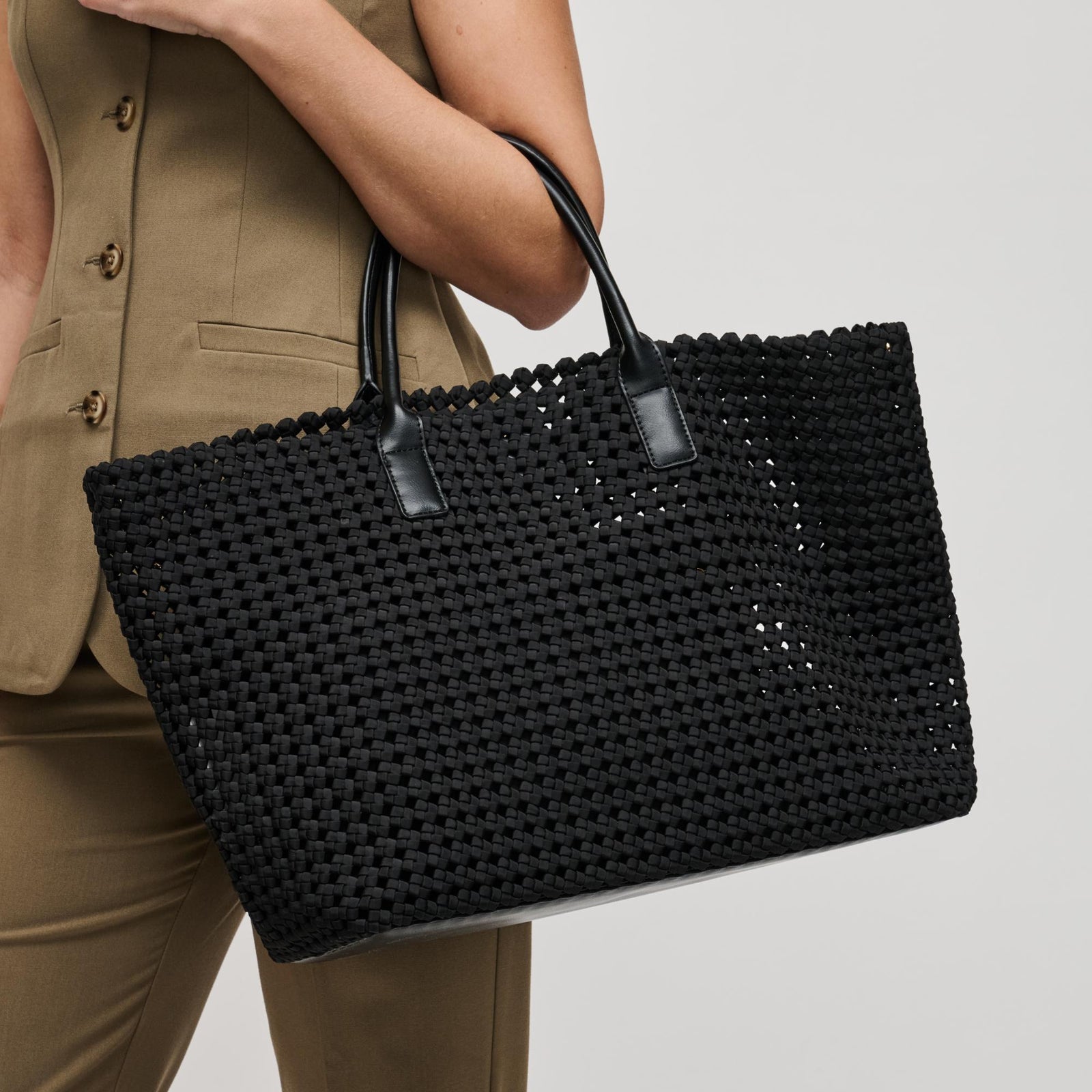 Woman wearing Black Sol and Selene Solstice - Large Tote 841764109901 View 1 | Black