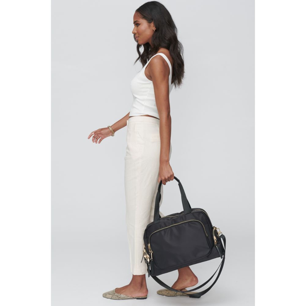 Woman wearing Black Sol and Selene Streetside Satchel 841764105323 View 1 | Black