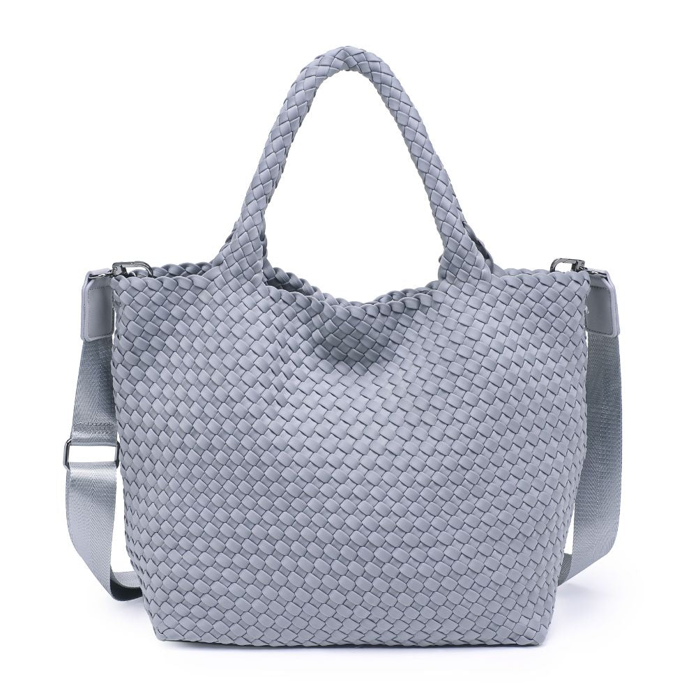 Woman wearing Grey Sol and Selene Sky's The Limit - Medium Tote 841764108171 View 5 | Grey