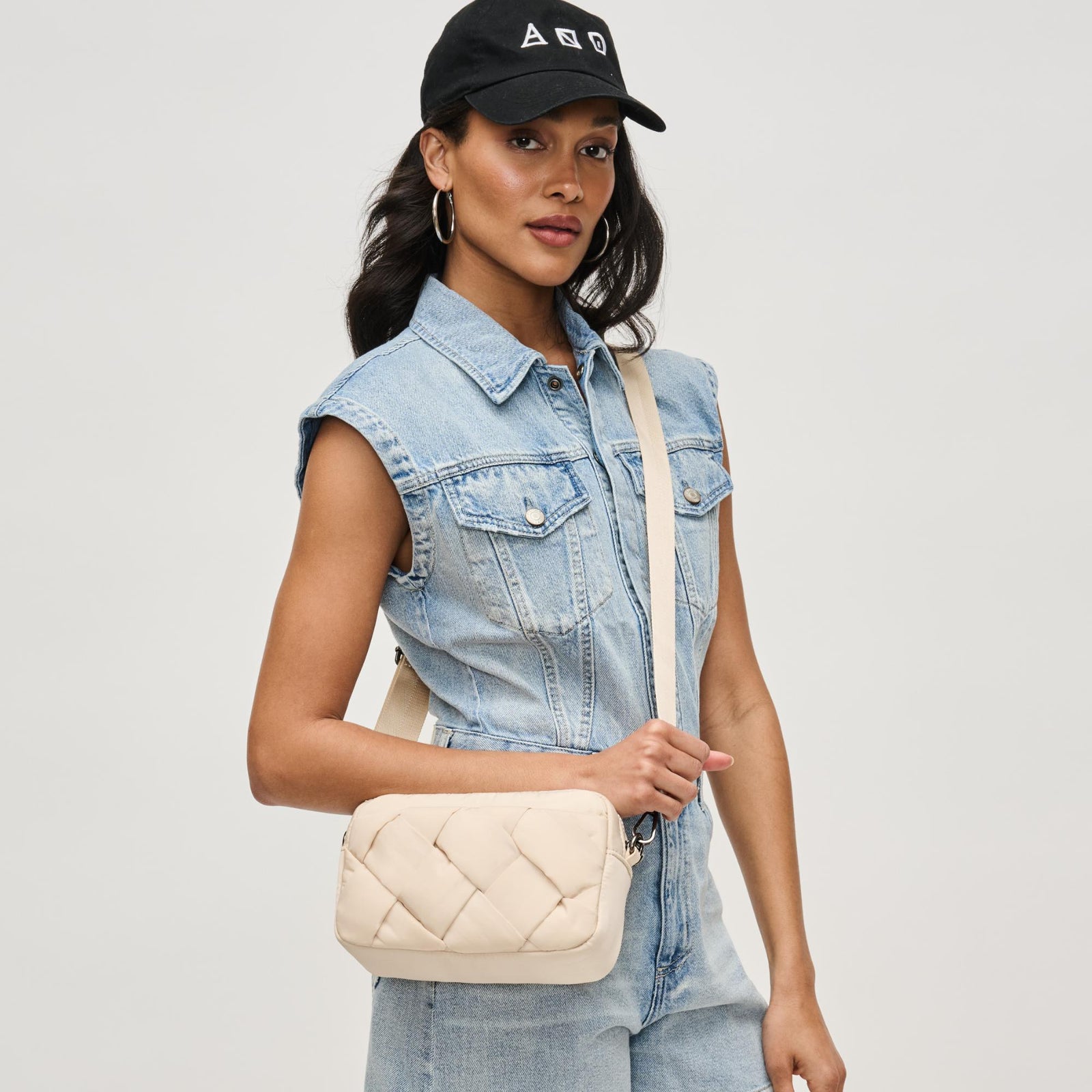 Woman wearing Black Sol and Selene Inspiration - Braided Woven Nylon Crossbody 841764111775 View 1 | Black