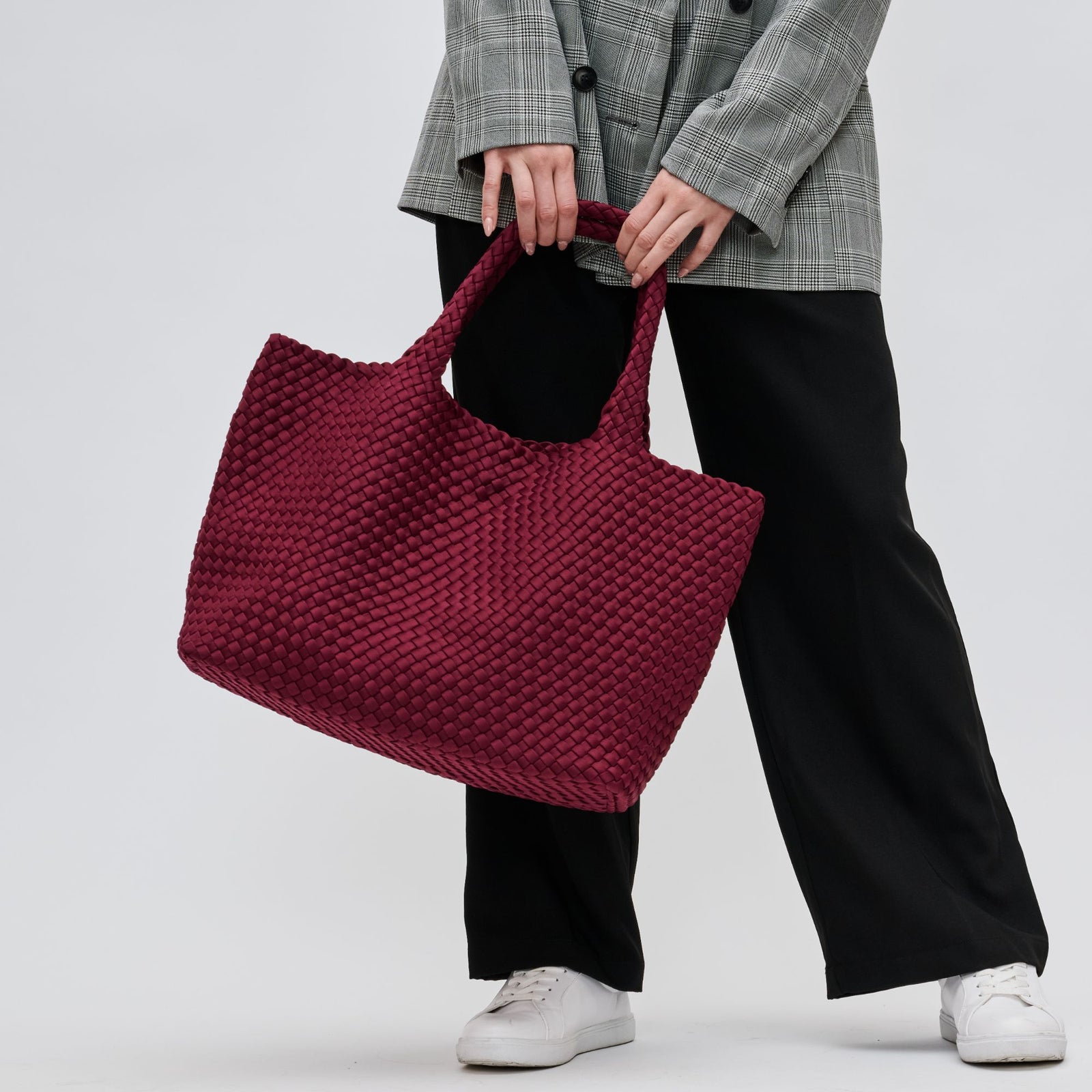 Woman wearing Nude Sol and Selene Sky's The Limit - Large Tote 841764107839 View 1 | Nude
