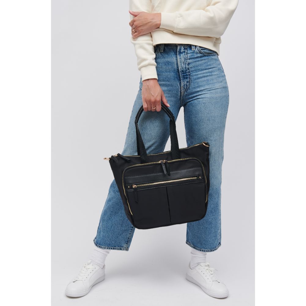 Woman wearing Black Sol and Selene Uptown Tote 841764105637 View 1 | Black