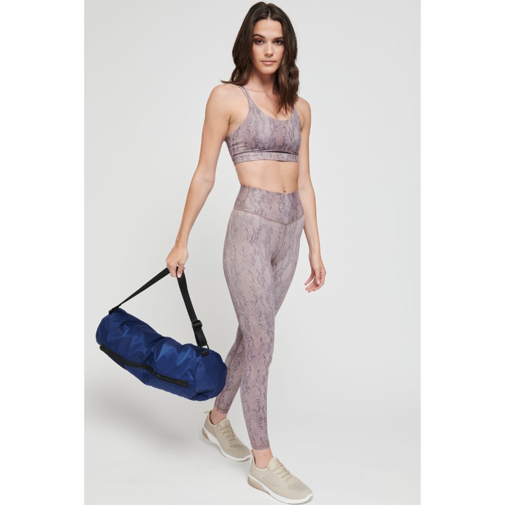 Woman wearing Navy Sol and Selene Karma - Quilted Yoga Mat Bag 841764100366 View 4 | Navy