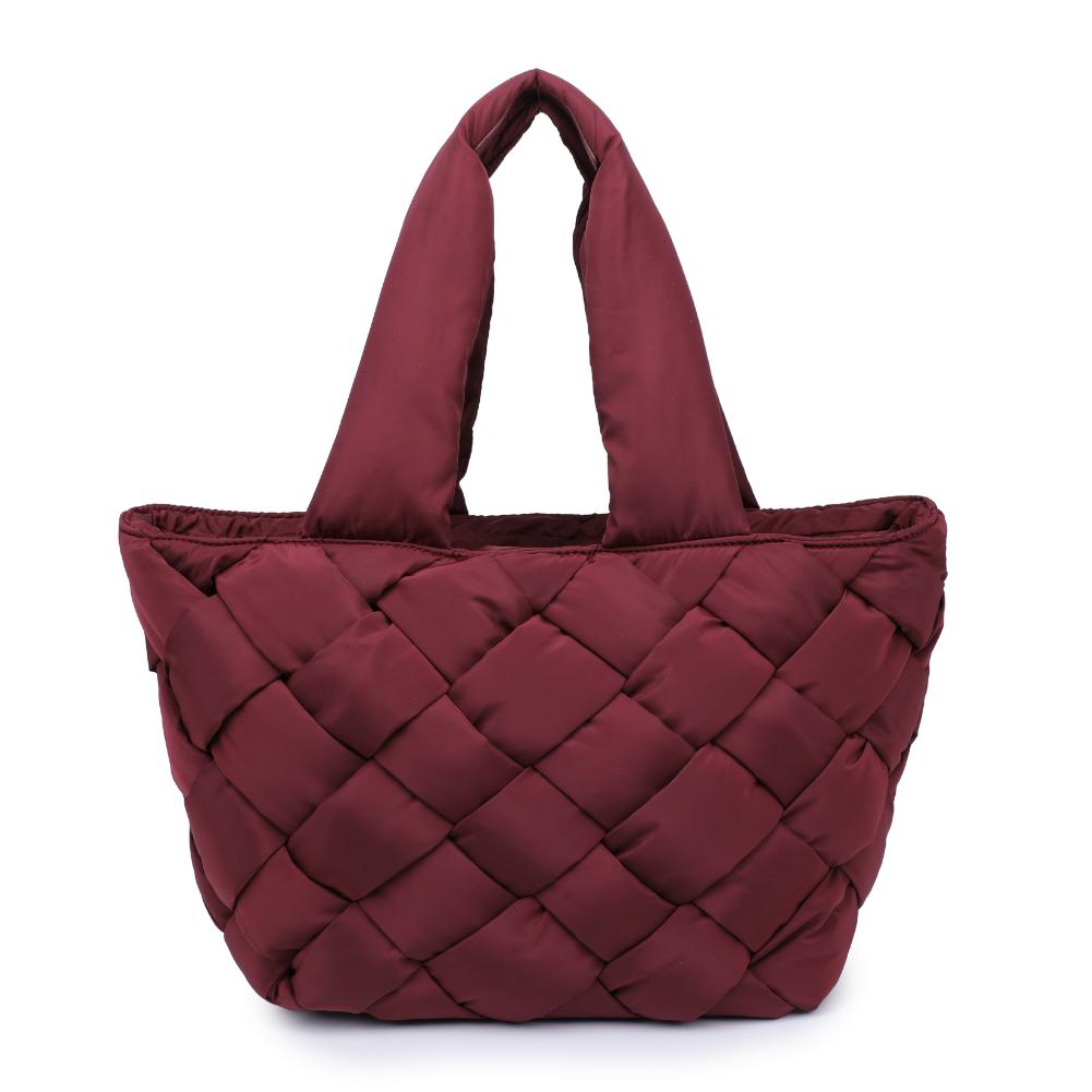 Woman wearing Burgundy Sol and Selene Intuition East West Tote 841764110518 View 7 | Burgundy