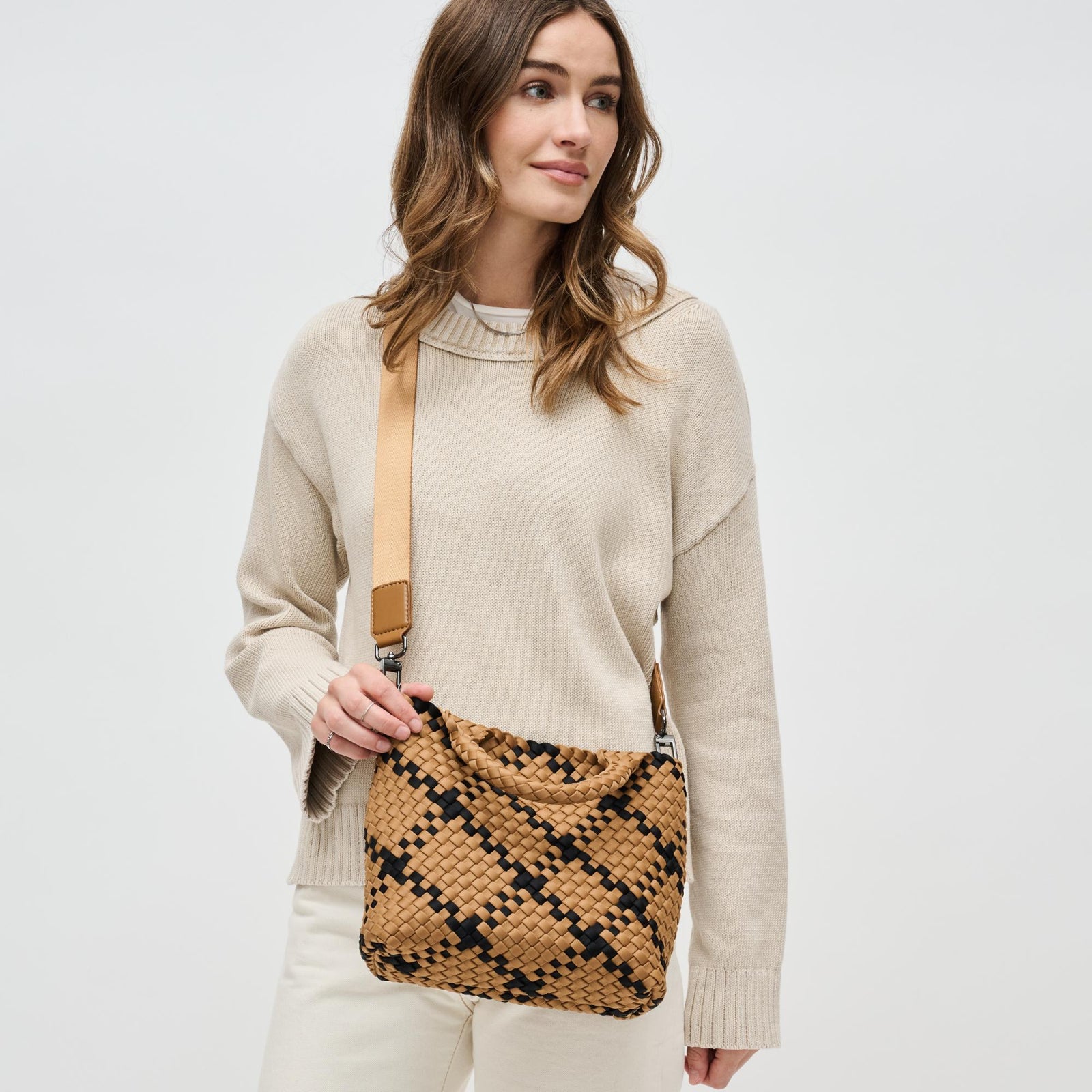 Woman wearing Black Sol and Selene Sky's The Limit - Small Crossbody 841764108942 View 1 | Black