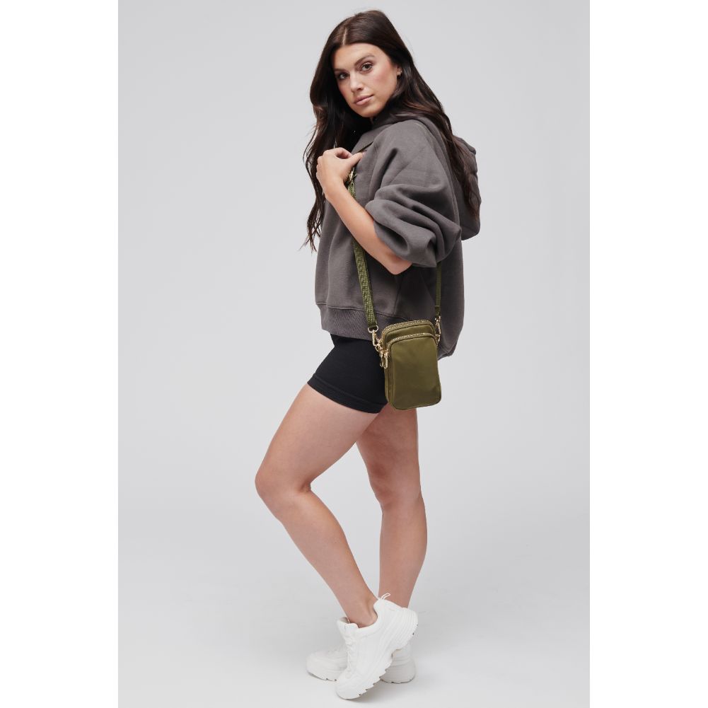 Woman wearing Olive Sol and Selene Divide & Conquer Crossbody 841764106627 View 3 | Olive