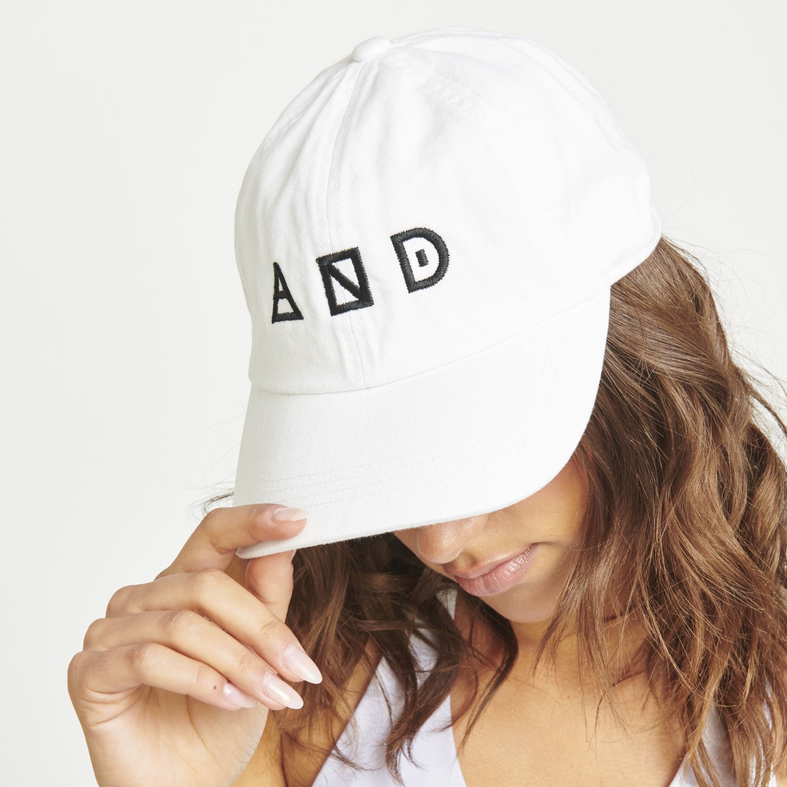 Woman wearing Black Sol and Selene AND Logo Hat Baseball Cap 841764106535 View 1 | Black
