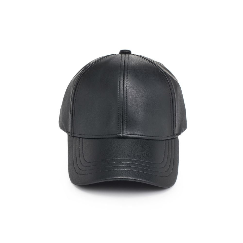 Product Image of Sol and Selene Vegan Leather Baseball Hat Baseball Cap 818209014748 View 2 | Black