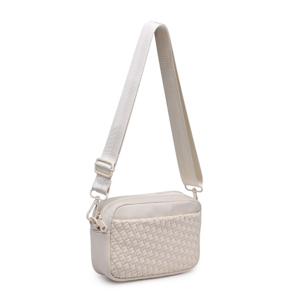 Woman wearing Cream Sol and Selene Inspiration - Woven Neoprene Crossbody 841764109291 View 6 | Cream