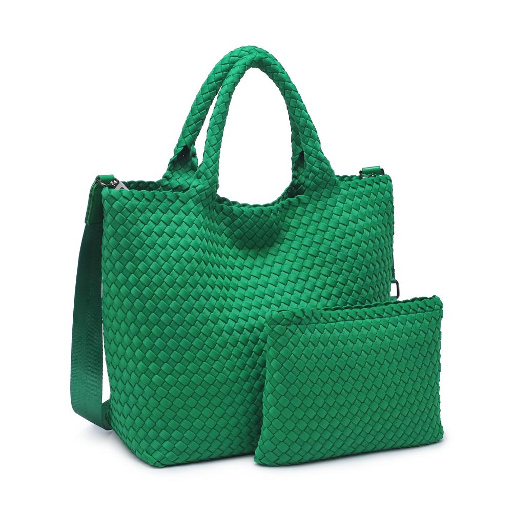 Woman wearing Kelly Green Sol and Selene Sky's The Limit - Medium Tote 841764108805 View 6 | Kelly Green