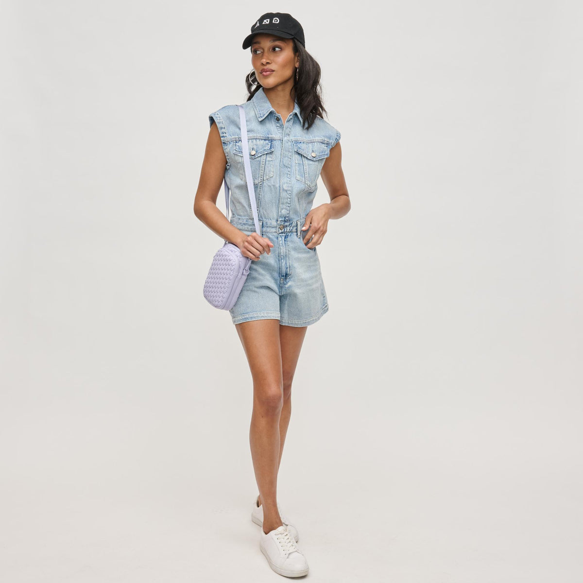 Woman wearing Lilac Sol and Selene Divide & Conquer - Woven Neoprene Crossbody 841764111256 View 3 | Lilac