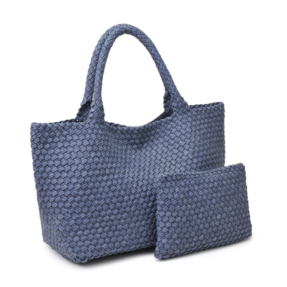 Woman wearing Dark Denim Sol and Selene Sky's The Limit - Large Tote 841764110266 View 6 | Dark Denim