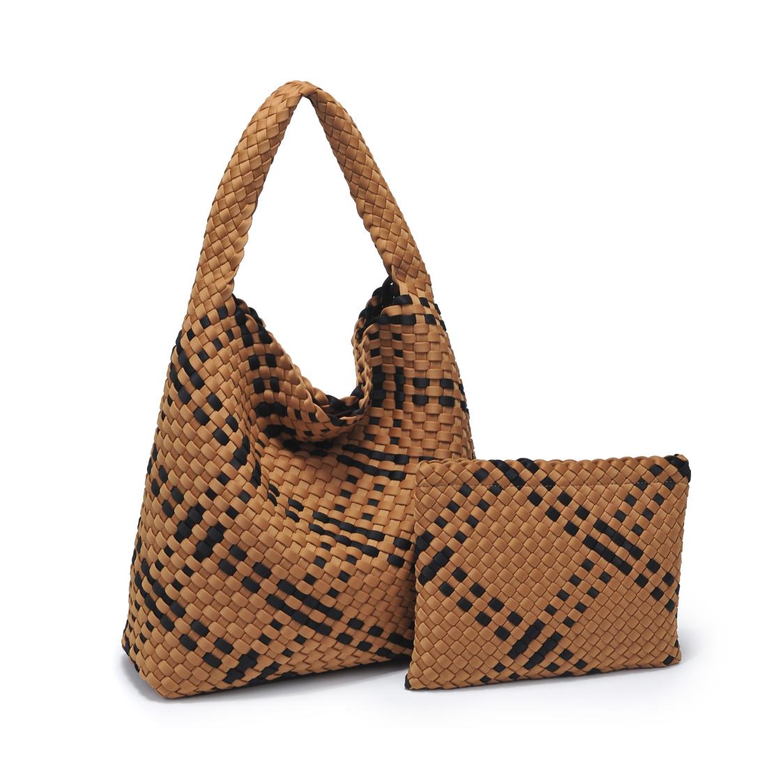 Woman wearing Sand Black Sol and Selene Celestial Woven Neoprene Hobo 841764112321 View 6 | Sand Black
