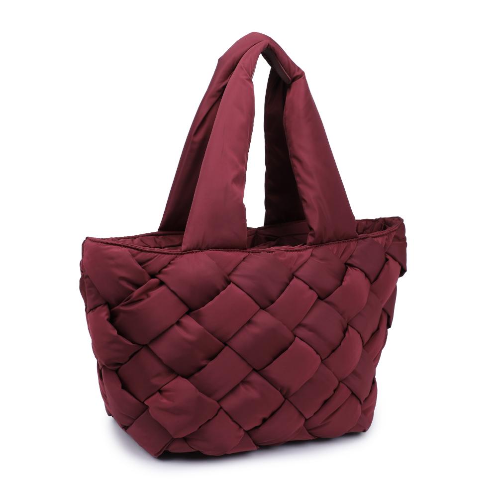 Woman wearing Burgundy Sol and Selene Intuition East West Tote 841764110518 View 6 | Burgundy