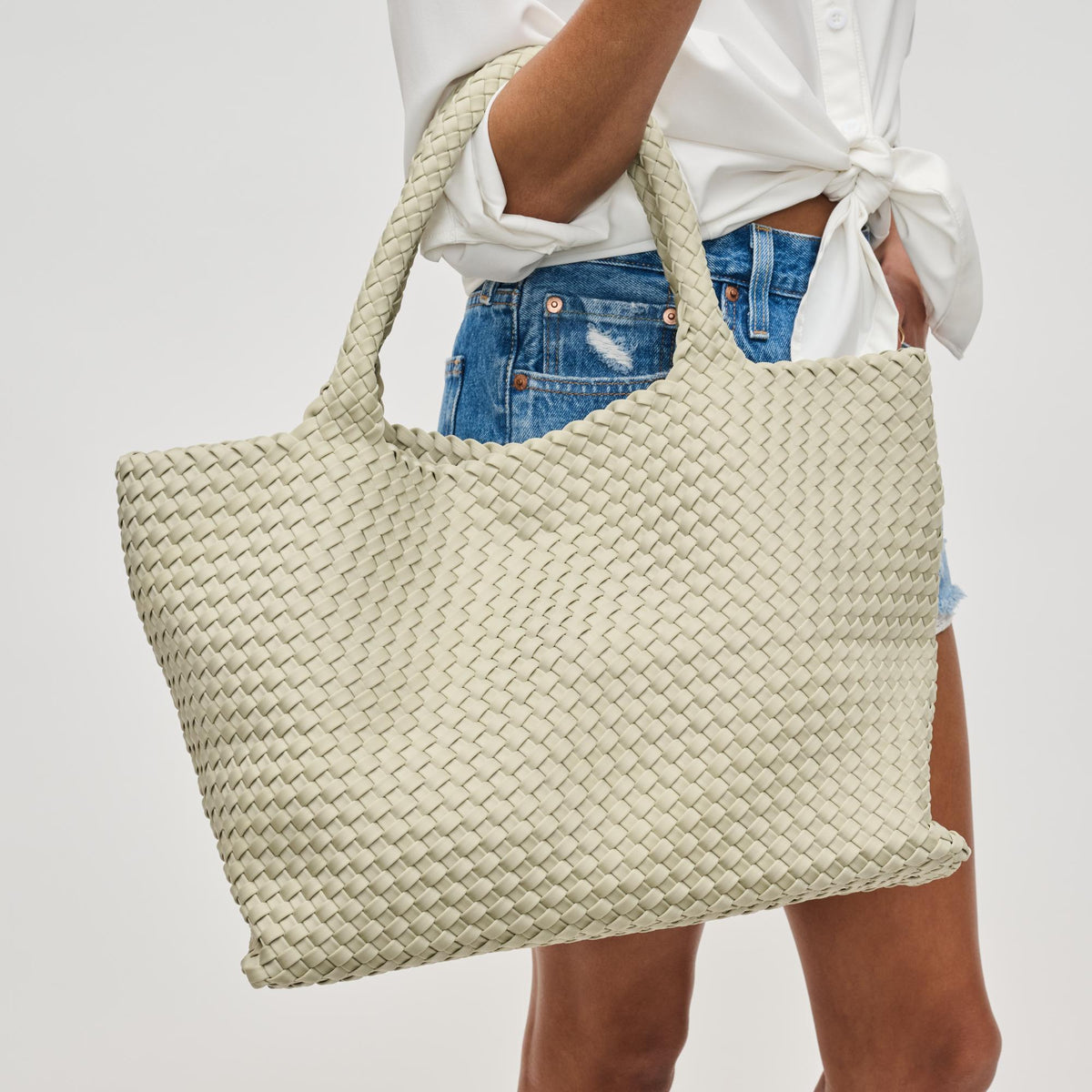 Woman wearing Sage Sol and Selene Sky's The Limit - Large Tote 841764111355 View 2 | Sage