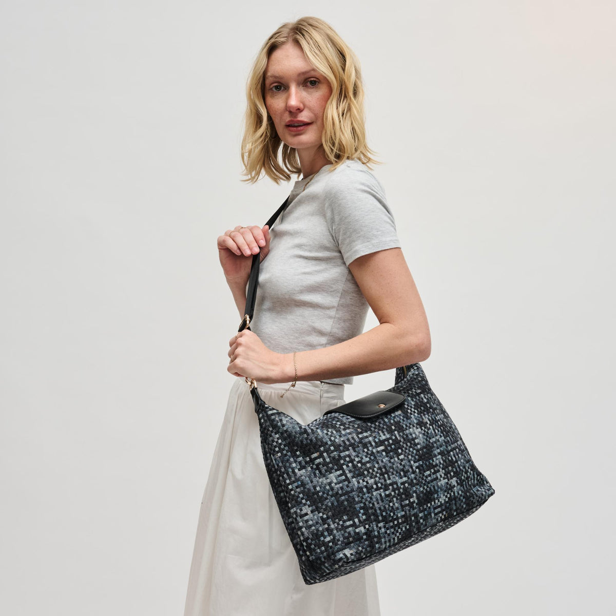 Woman wearing Black Sol and Selene Aurora Shoulder Bag 841764112598 View 2 | Black