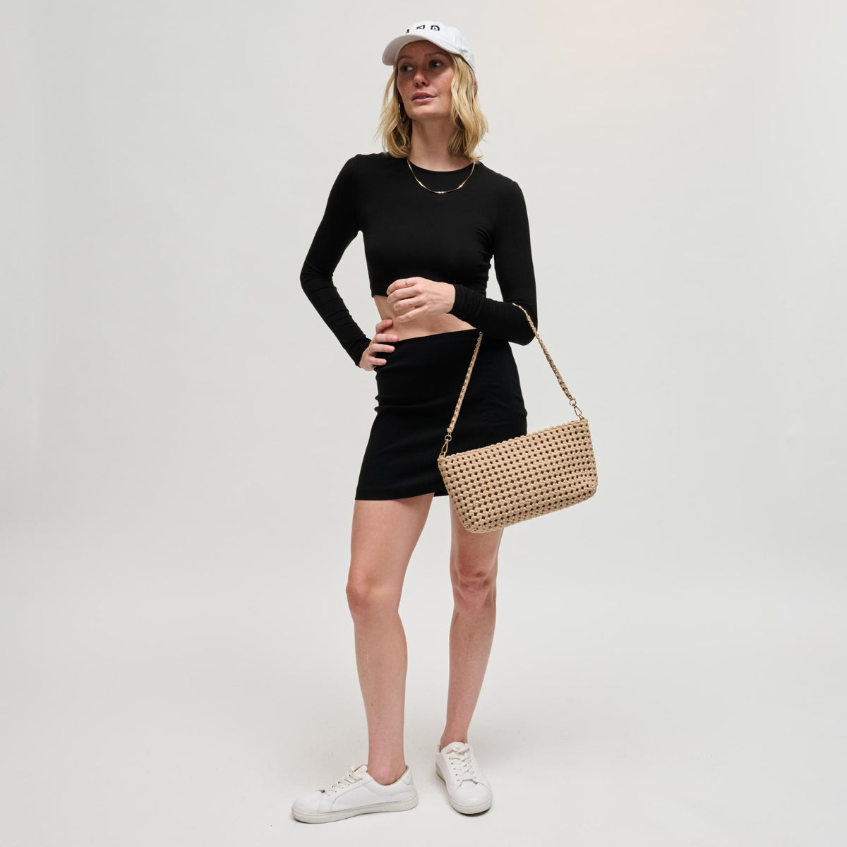 Woman wearing Nude Sol and Selene Eclipse Shoulder Bag 841764112963 View 4 | Nude