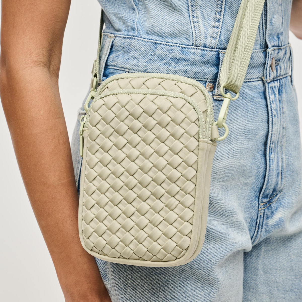 Woman wearing Sage Sol and Selene Divide & Conquer - Woven Neoprene Crossbody 841764111263 View 4 | Sage