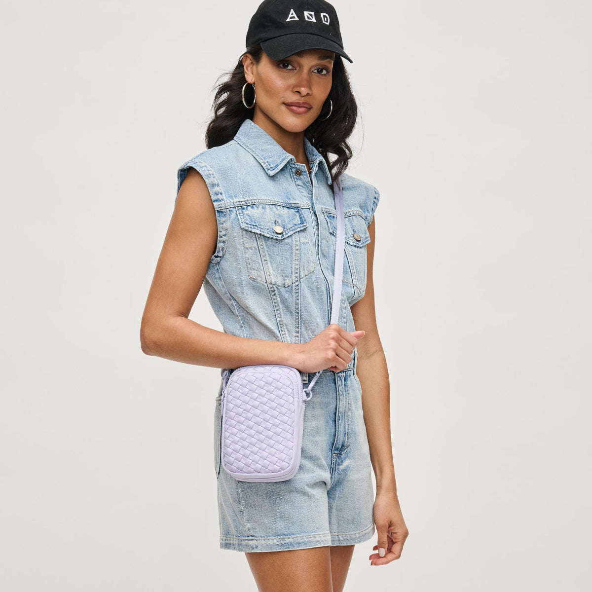 Woman wearing Lilac Sol and Selene Divide & Conquer - Woven Neoprene Crossbody 841764111256 View 1 | Lilac
