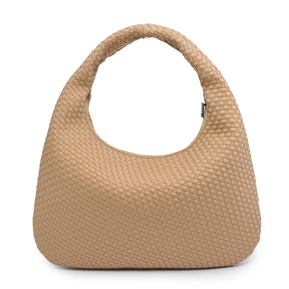 Woman wearing Nude Sol and Selene Dare to Dream - Large Woven Neoprene Hobo 841764110945 View 7 | Nude