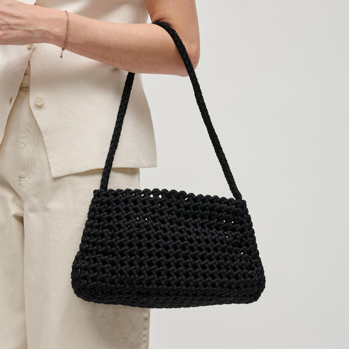 Woman wearing Black Sol and Selene Solara Shoulder Bag 841764112987 View 4 | Black
