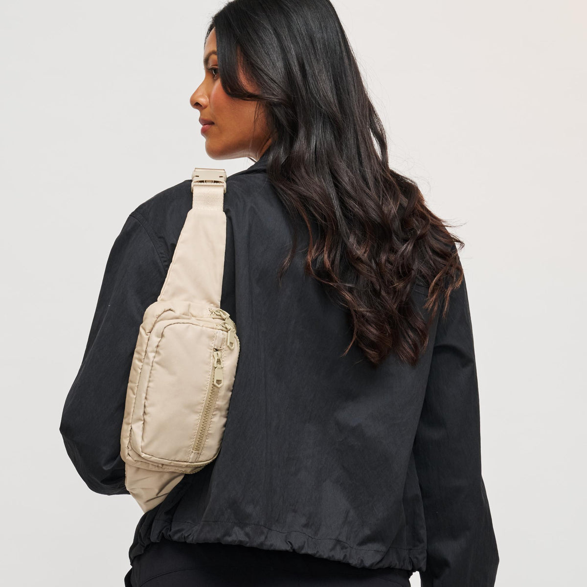 Woman wearing Nude Sol and Selene Hip Hugger Belt Bag 841764108300 View 4 | Nude