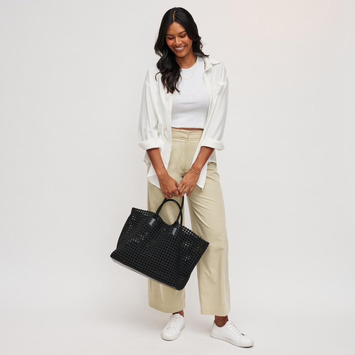 Woman wearing Black Sol and Selene Solstice - Large Tote 841764109901 View 4 | Black