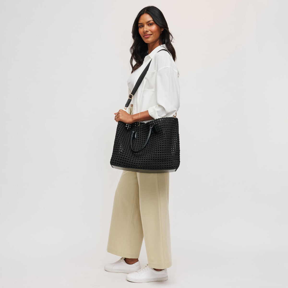 Woman wearing Black Sol and Selene Solstice - Large Tote 841764109901 View 3 | Black