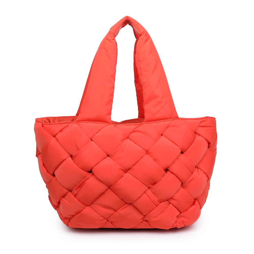 Woman wearing Tangerine Sol and Selene Intuition East West Tote 841764107310 View 5 | Tangerine