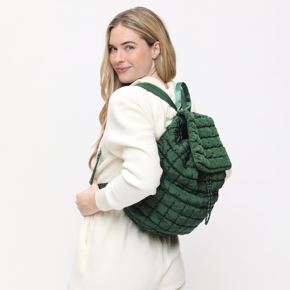 Woman wearing Emerald Sol and Selene Vitality Backpack 841764108515 View 2 | Emerald