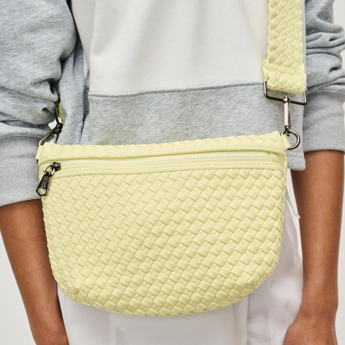 Woman wearing Butter Sol and Selene Ethereal - Woven Neoprene Crossbody 841764111461 View 4 | Butter