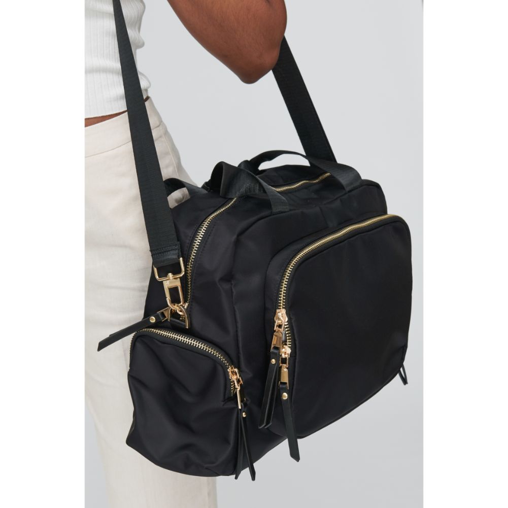 Woman wearing Black Sol and Selene Streetside Satchel 841764105323 View 2 | Black