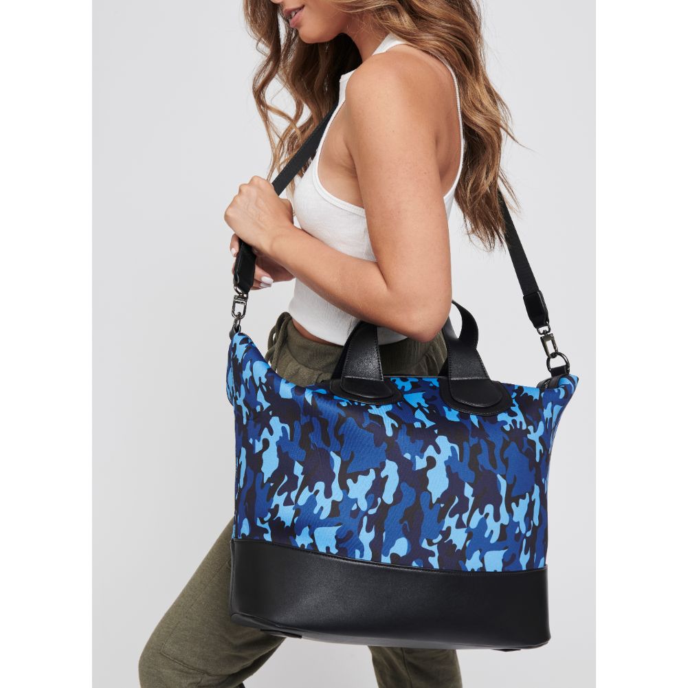 Woman wearing Navy Camo Sol and Selene Dream Big Weekender 841764105392 View 1 | Navy Camo
