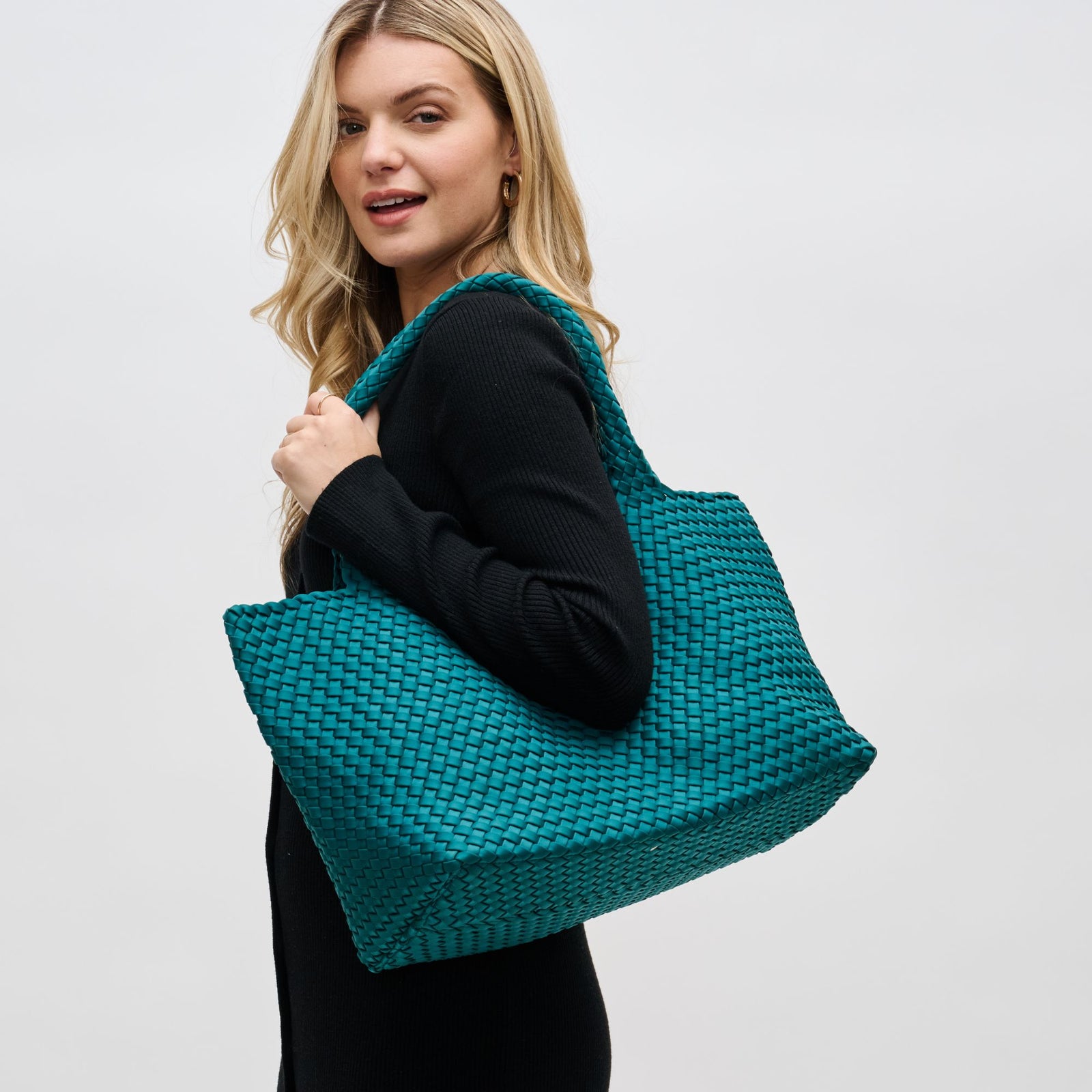 Woman wearing Nude Sol and Selene Sky's The Limit - Large Tote 841764107839 View 1 | Nude