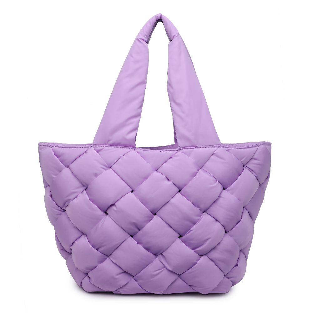 Woman wearing Lilac Sol and Selene Intuition East West Tote 841764107884 View 7 | Lilac