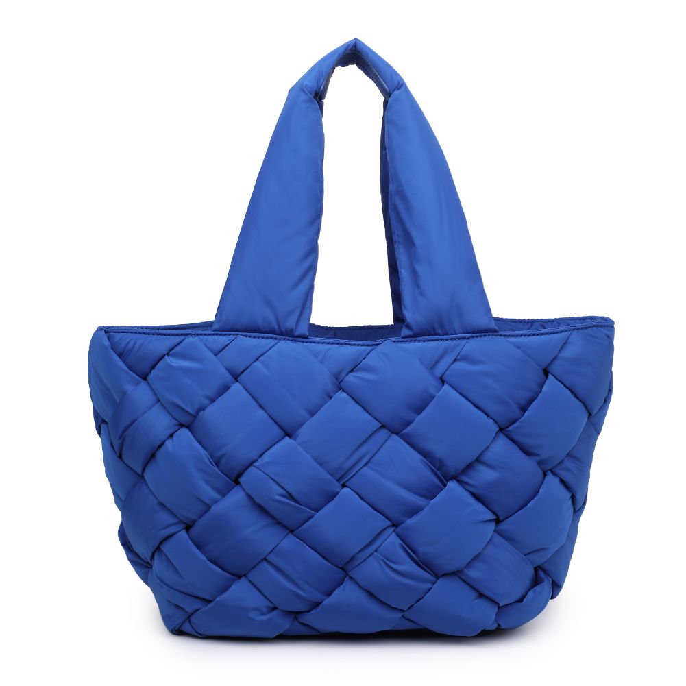 Woman wearing Cobalt Sol and Selene Intuition East West Tote 841764107877 View 7 | Cobalt